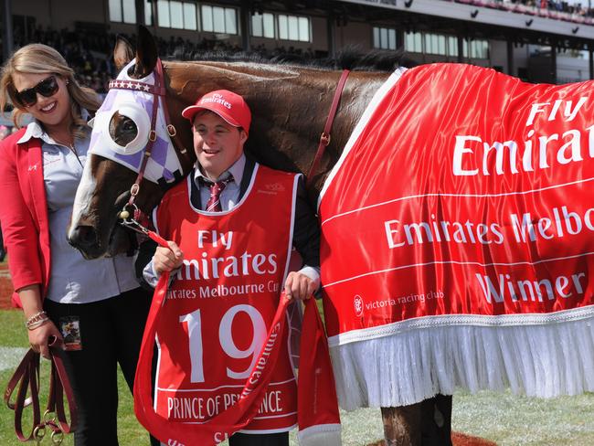 Stephen Payne poses with Prince of Penzance after the race.