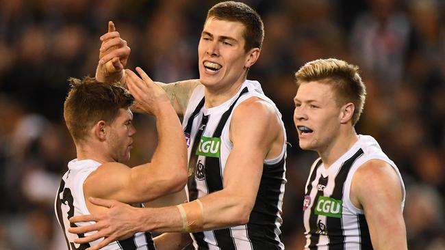 Mason Cox impacts Collingwood’s spacing when he plays up forward. Picture: AAP Images