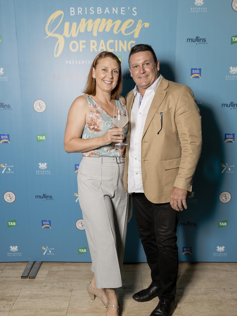 Fiona Cullen and David Crowe at Brisbane's Summer of Racing Launch at The Calile Hotel on November 19, 2020. Socials: Damien Anthony Rossi Pictures: Jared Vethaak