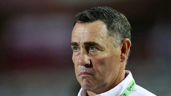 SYDNEY, AUSTRALIA - MARCH 16:  Sea Eagles assistant coach Shane Flanagan looks on before the round three NRL match between Manly Sea Eagles and Parramatta Eels at 4 Pines Park on March 16, 2023 in Sydney, Australia. (Photo by Cameron Spencer/Getty Images)