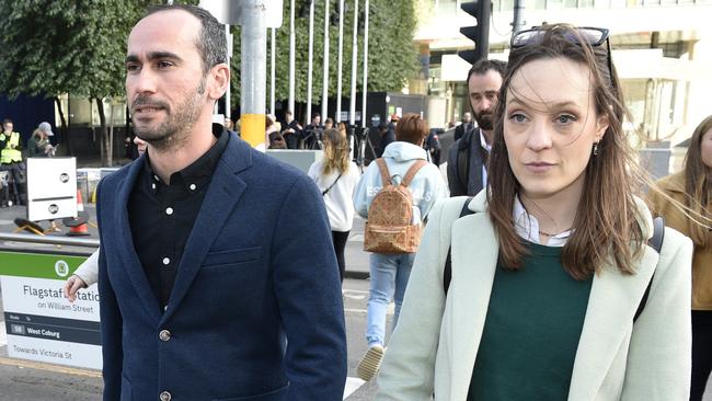 Mostafa “Moz” Azimitabar and Sally Rugg outside the Federal Court in Melbourne last year. Picture: Andrew Henshaw