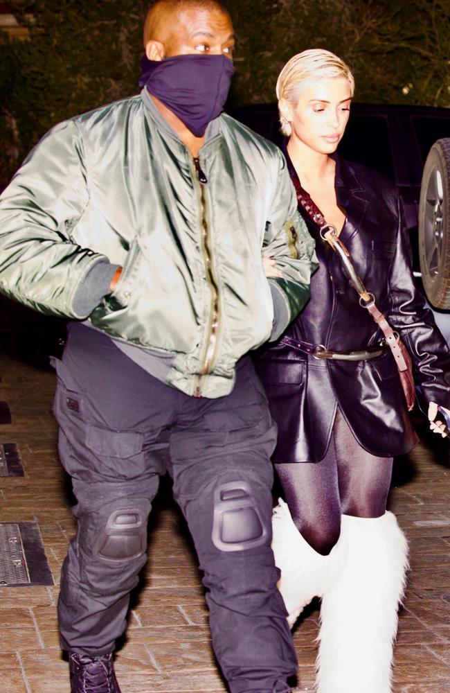 Kanye West and his Melbourne bride spotted going to dinner at Nobu in Los Angeles. Picture: BACKGRID