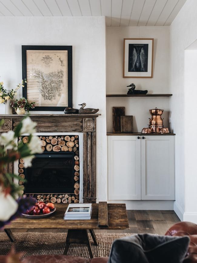 Charleston Cottage lounge area is made cosy with a wood fire. Picture; Abbie Melle