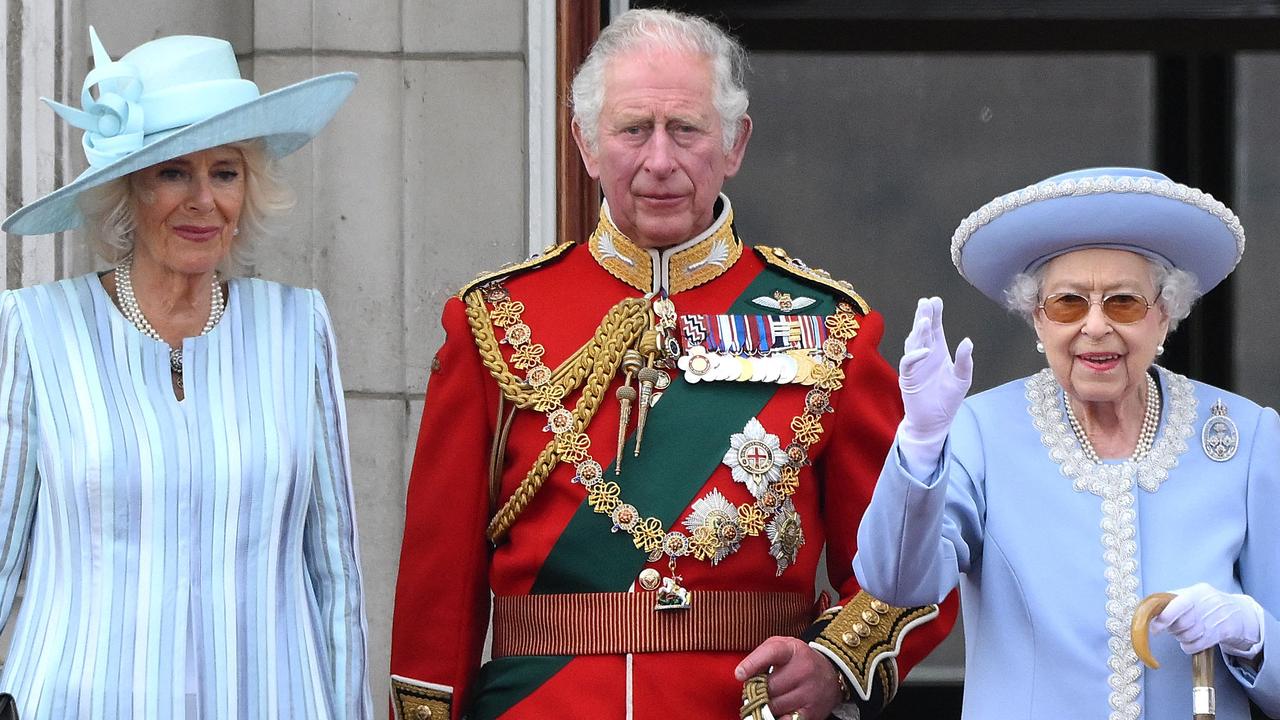 Queen Consort Camilla with the new King of Britain, King Charles, with his late mother the Queen. Picture: AFP.