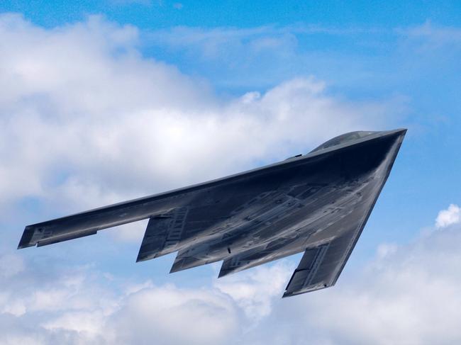 070505-F-4965B-001 A U.S. Air Force B-2 Spirit aircraft from Whiteman Air Force Base, Mo., flies during career day at Columbus Air Force Base, Miss., on May 5, 2007. DoD photo by Kenn Brown, U.S. Air Force. (Released)