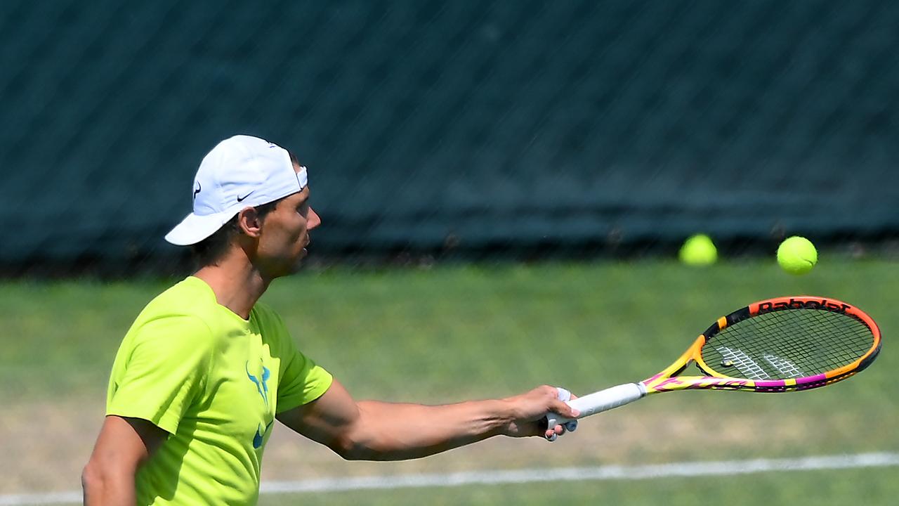 Nadal was practising however. Photo by Shaun Botterill/Getty Images