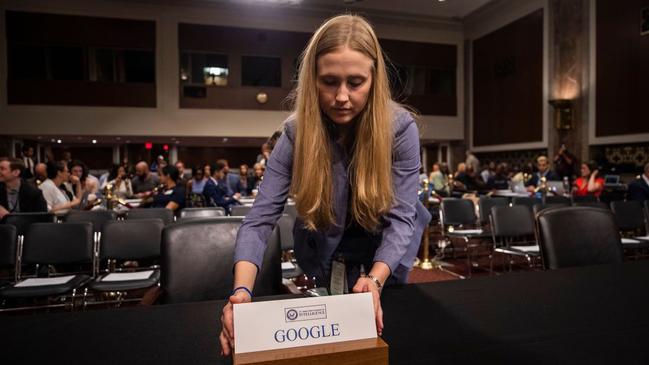 Larry Page got a name card at the Senate committee, but didn’t show. Pic: EPA