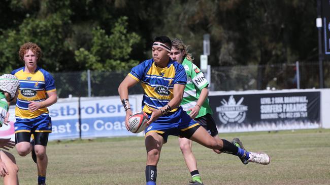 Action galleries of the junior rugby union grand finals, match played at Surfers Paradise Home Ground. Gold Coast Eagles Vs Currumbin Alligators under 16s division. Picture Mike Batterham