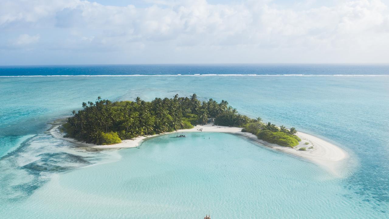 The eye-catching beach on Pulu Belan Island. Picture: Jaxon Roberts/ Supplied