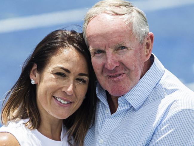 Renay Parkinson  and Les Gillies' pictured on the Athletics track at Sydney Olympic Park for Pride of Australia story. Renay Parkinson is a nurse who saved Les Gillies' life after he ran a senior's athletic race and went into cardiac arrest. She did compressions on him until paramedics arrived. Pic Jenny Evans