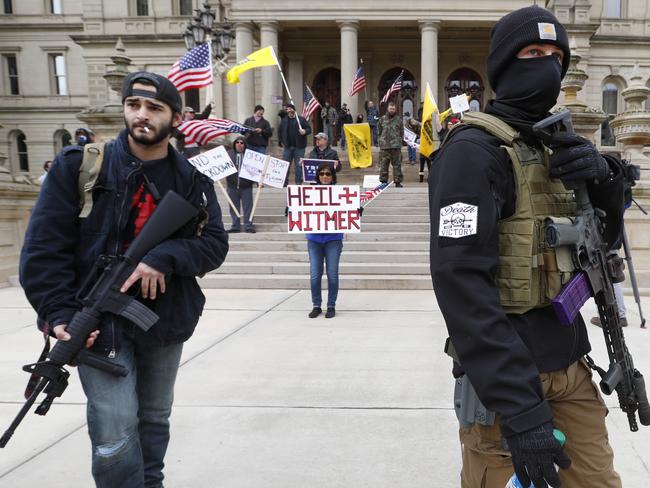 Protesters in Michigan demand the end of lockdown. Picture: AP