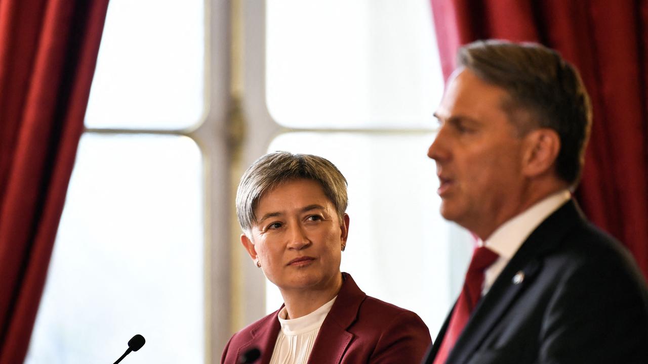 Australian Foreign Minister Penny Wong and Defence Minister Richard Marles have this week visited France and the UK for ministerial meetings. Picture: STEPHANE DE SAKUTIN / AFP