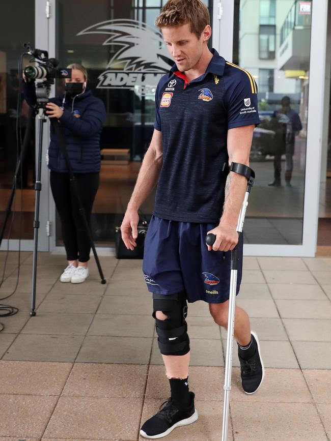 Sloane speaks to the media after he prepares himself the journey back.