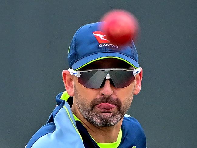 Australia's spin star Nathan Lyon liked what he saw from Sam Konstas. Picture: AFP