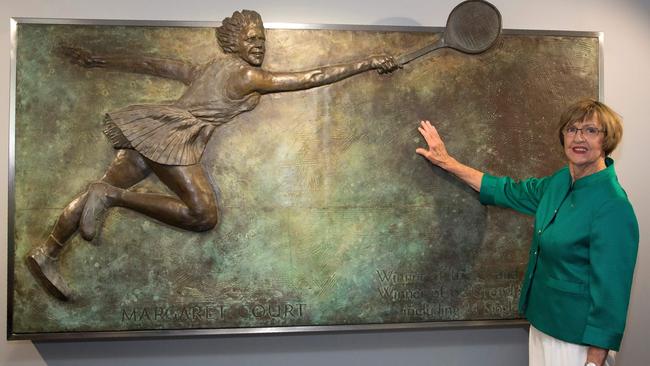 Tennis great Margaret Court at the opening ceremony of the Margaret Court Arena at the 2015 Australian Open tennis tournament in Melbourne. Picture: AFP