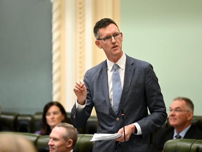 Queensland Transport Minister Mark Bailey speaks during Question Time at Parliament House in Brisbane. Picture: NCA NewsWire / Dan Peled