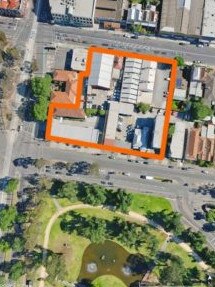 Aerial view of the proposed 699 Park St apartment redevelopment next to Princes Park. Picture: Supplied