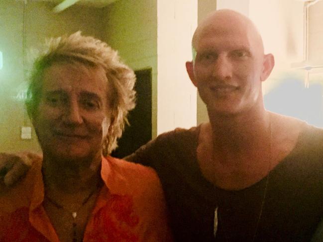 Rock legend Rod Stewart with celebrity chef Scott Findlay.