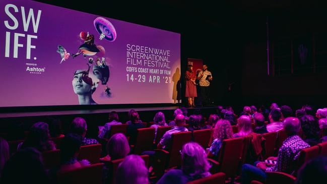 SWIFF founders Dave Horsley and Kate Howat at the Screenwave International Film Festival preview gala. The festival is now underway and runs until April 29. Photo credit: And the trees photography.