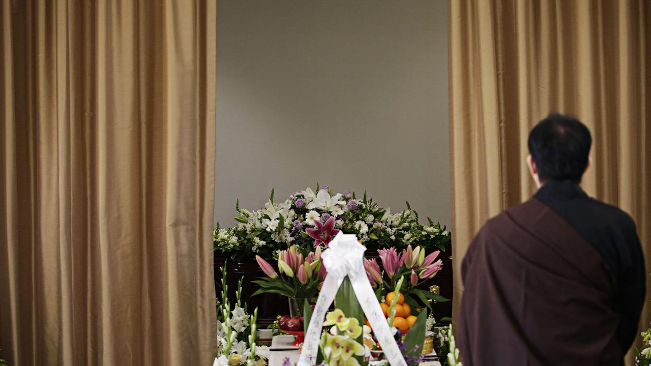 Liqun Pan’s funeral at Eastern Suburbs Memorial Park in September 2020. Picture: Adam Yip