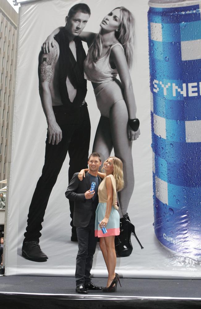 Clarke and Lara Bingle at the launch of their energy drink Synergy.