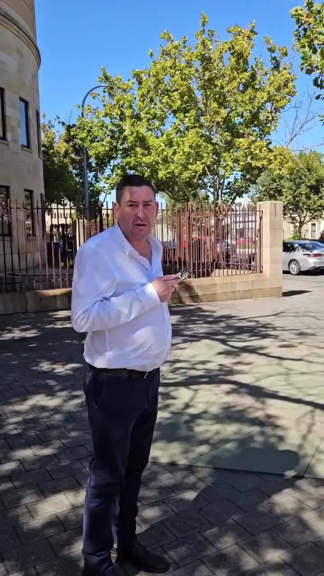 Horse trainer Todd Balfour leaves the Adelaide Magistrates Court