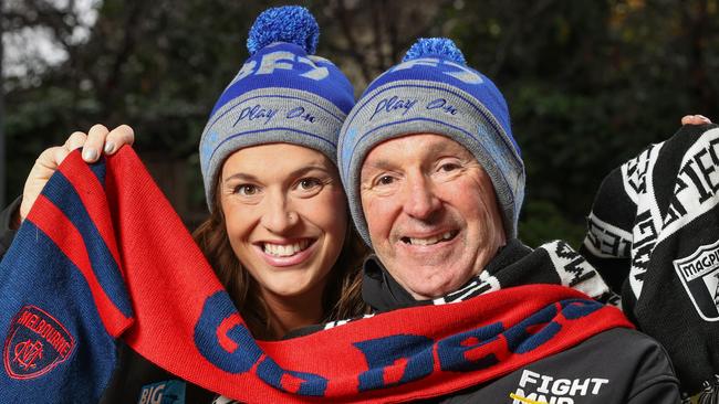 Neale Daniher with daughter Bec Daniher ahead of the major fundraiser at the Queen’s Birthday clash. Picture: David Caird