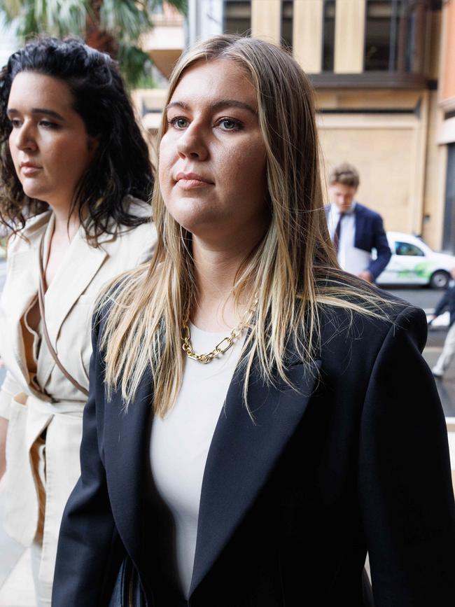 Former parliamentary staffer Brittany Higgins (centre) alleged Mr Lehrmann raped her in then-defence minister Linda Reynolds’ office in 2019. Mr Lehrmann has denied the allegation. Picture: NCA NewsWire / David Swift