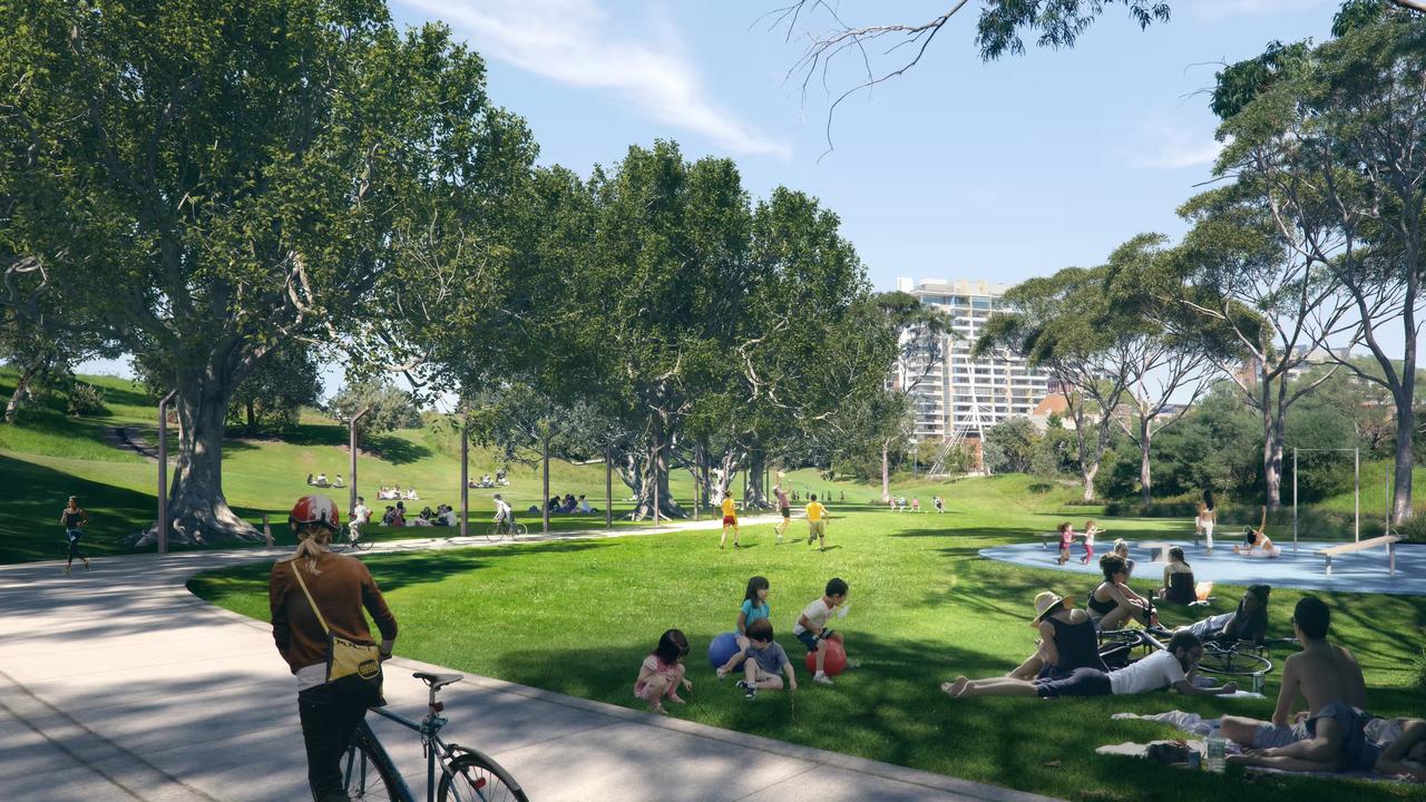 An artist's impression of the new mega park lobbied for by Clover Moore. Picture: City of Sydney