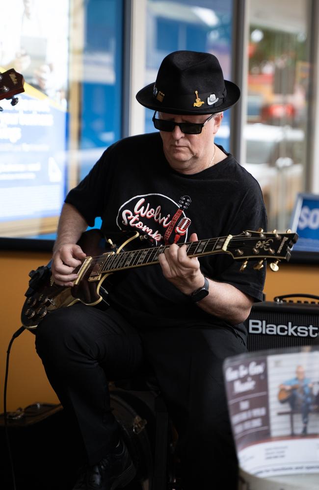 Gaz and Gav, played outside The Dolly and Oats as part of Buskers on Mary in Gympie. August 18, 2023. Picture: Christine Schindler