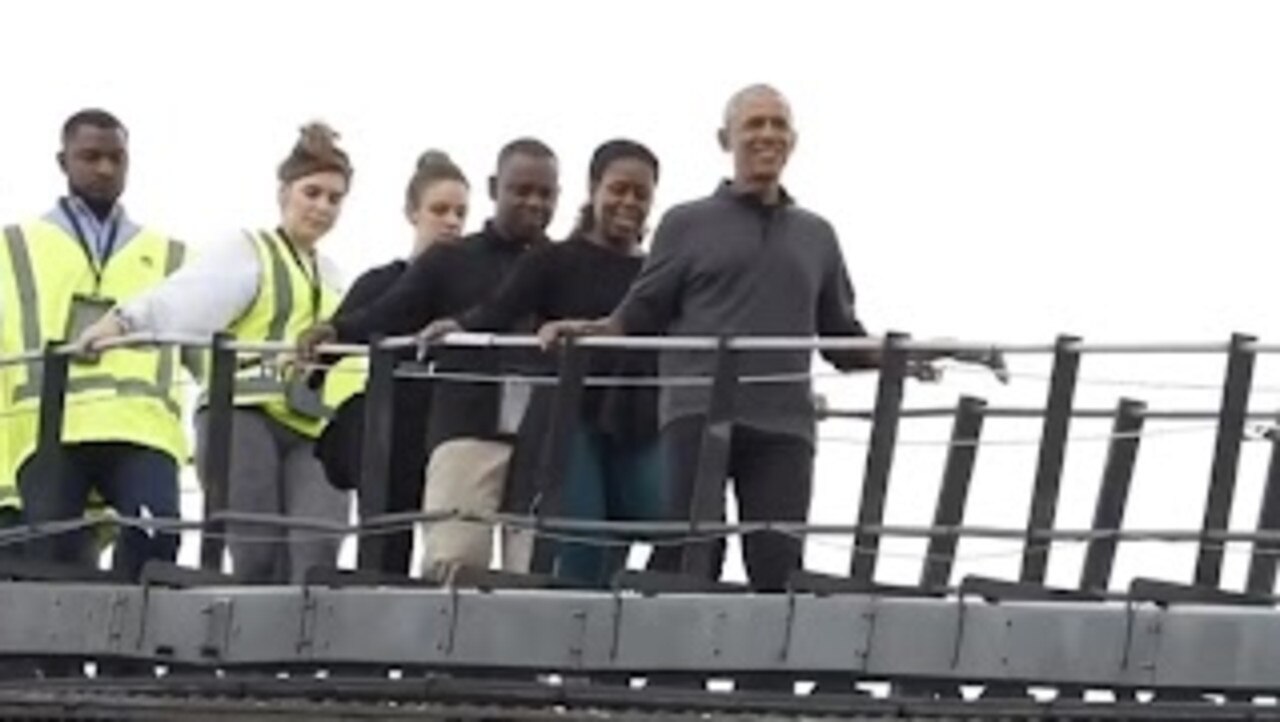 The Obamas were spotted taking in the sights on the Sydney Harbour Bridge climb on Wednesday. Picture: Jayden Seyfarth/ Instagram