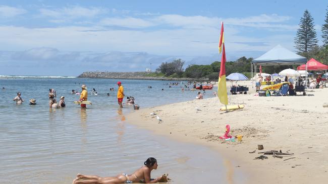 Tallebudgera Creek Beach was closed on 20 January 2024 Tallebudgera. Picture: Richard Gosling