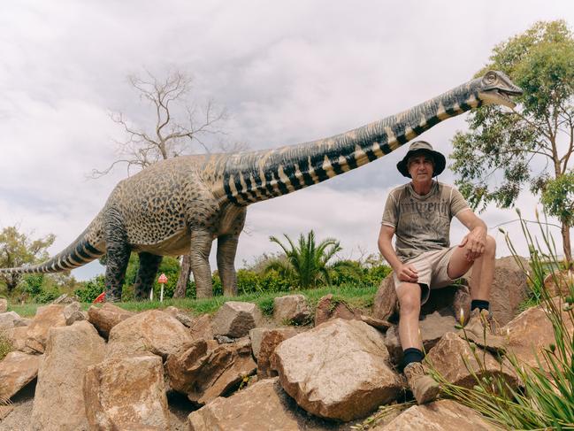 EMBARGO FOR TWAM 27 MAY 2023. FEE MAY APPLY. A few weeks ago I photographed and interviewed Mark. For the last 5 years, Mark has been trading and dealing life-sized dinosaurs through his business Epic Animals. He is a man with a deep passion for life and the nature around him, something resembling a Jurassic Park Steve Irwin. MarkÃs farm is home to over 20 species of dinosaurs including his prized Titanosaurus or what he calls, "the superhero!Ã An icon that can give Earth hope for a brighter future. Photo: Wilhelm Philipp