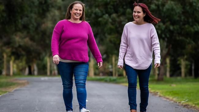 Sarah Rohrlach and Kaylene Winslade were both diagnosed with breast cancer and are talking about their experience. Picture: Tom Huntley