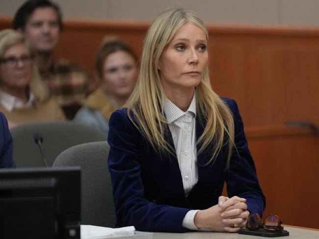 Actor Gwyneth Paltrow sits in court as the verdict is read in her civil trial over a collision with another skier. Picture: Getty Images