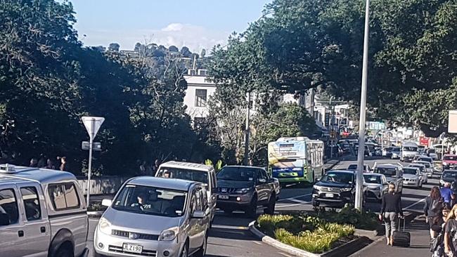 Whangarei traffic was almost gridlocked as workers fled the CBD. Picture: Mike Dinsdale.