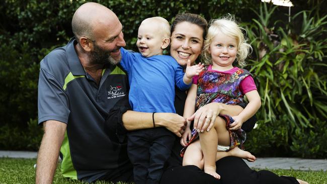 Alessandro and Anna Pavoni with their children Luca,1, and Jada, 2.5. Picture: Justin Lloyd