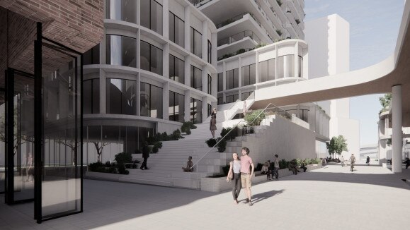 An artist's impression of apartments near the future Sydney Olympic Park metro station.