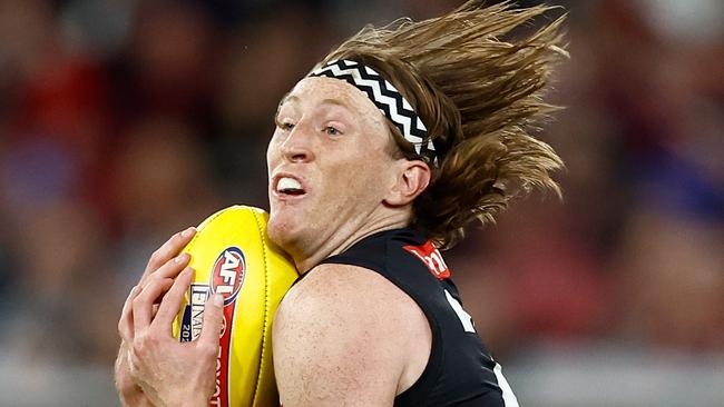 MELBOURNE, AUSTRALIA - SEPTEMBER 07: Nathan Murphy of the Magpies in action during the 2023 AFL First Qualifying Final match between the Collingwood Magpies and the Melbourne Demons at Melbourne Cricket Ground on September 07, 2023 in Melbourne, Australia. (Photo by Michael Willson/AFL Photos via Getty Images)