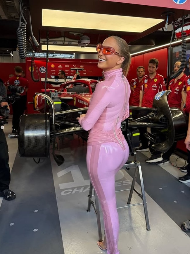 Jennifer Lopez showed off inside the Ferrari garage. Photo: Instagram, Jennifer Lopez.