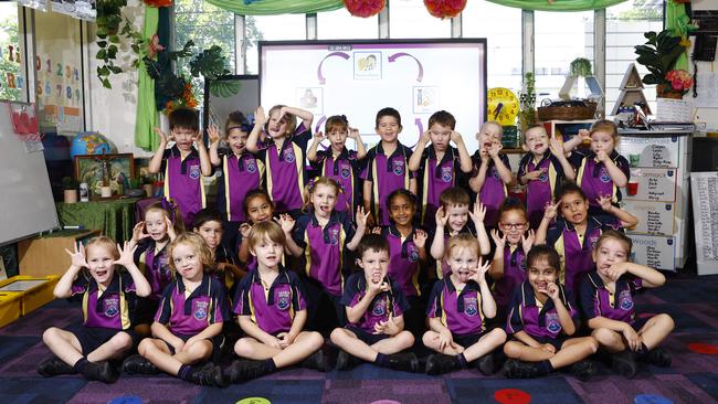 My First Year 2024: MacKillop Catholic College: prep M: back: Leon, Georgia, Darcy, Matilda, Levi, Cooper, Jase, Jackson and Amahli; middle: Harper, Baxter, Ryan, Vivienne, Aylah, Heath, Maliyah and Lily; front row: Indy-Rose, Josiah, Charlotte, Arlo, Ivy-Rose, Ashpreet and Jack. Picture: Brendan Radke