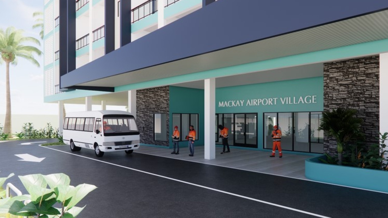 Design renders for a proposed workers accommodation precinct at Mackay Airport. Picture: Greater Whitsunday Communities