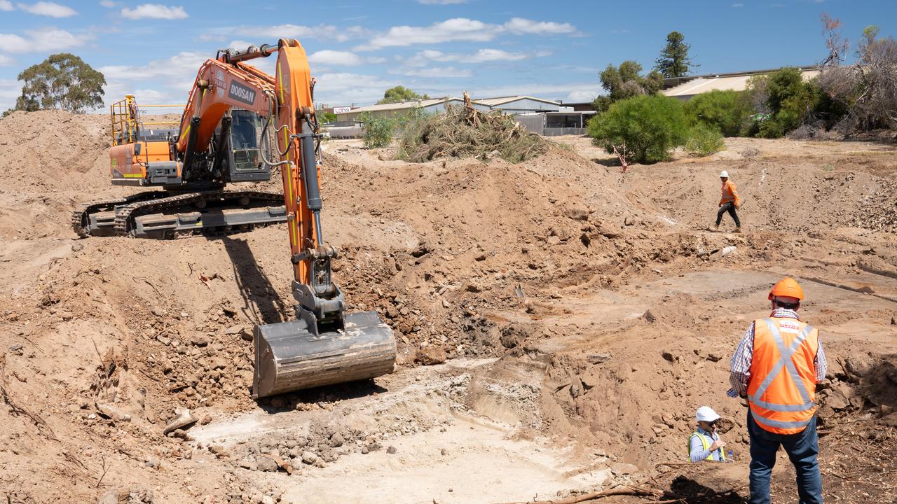 The third search at the site of the former Adelaide factory did not uncover any human remains. Picture: NewsWire/ Tim Joy