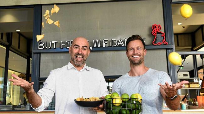Greg Dunn and Tim Johnson run Comuna Cantina at Pacific Fair, Broadbeach. Picture: AAP - John  Gass