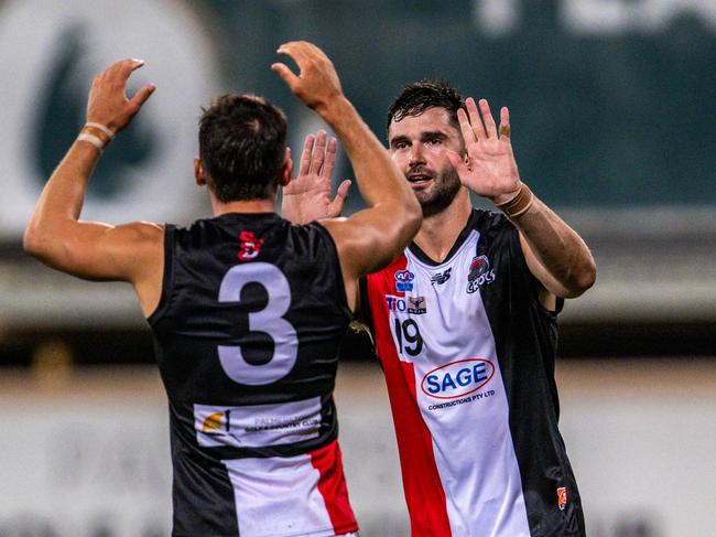 Jarrod Brander playing for Southern Districts in the 2024-25 NTFL season. Picture: Patch Clapp / AFLNT Media