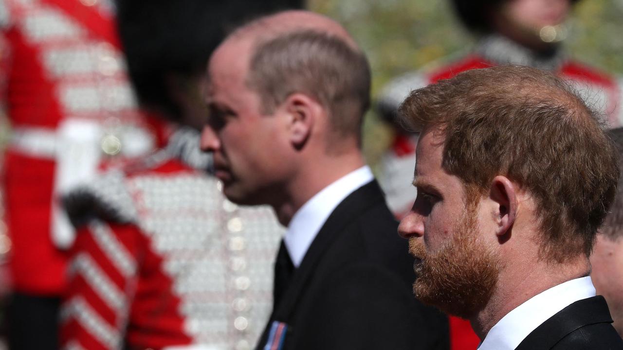 Harry and William were separated at their grandfather’s funeral. Picture: AFP