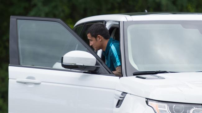 Tim Cahill is spotted arriving at NYCFC’s training centre in New York City.