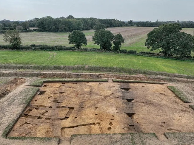 Rendlesham Revealed: showing the archaeological remains, including the probable temple or cult house (left hand side) and boundary ditch (centre). Picture: Jim Pullen