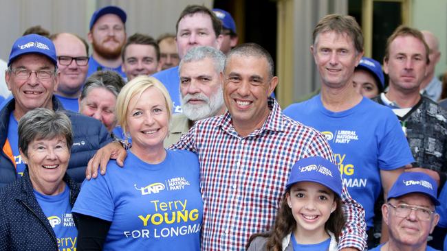 Terry Young after winning the seat of Longman. Picture: AAP/Steve Pohlner