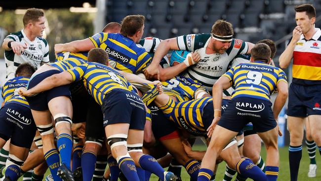 Sydney Uni take on Warringah in last season’s Shute Shield grand final. Picture: Karen Watson